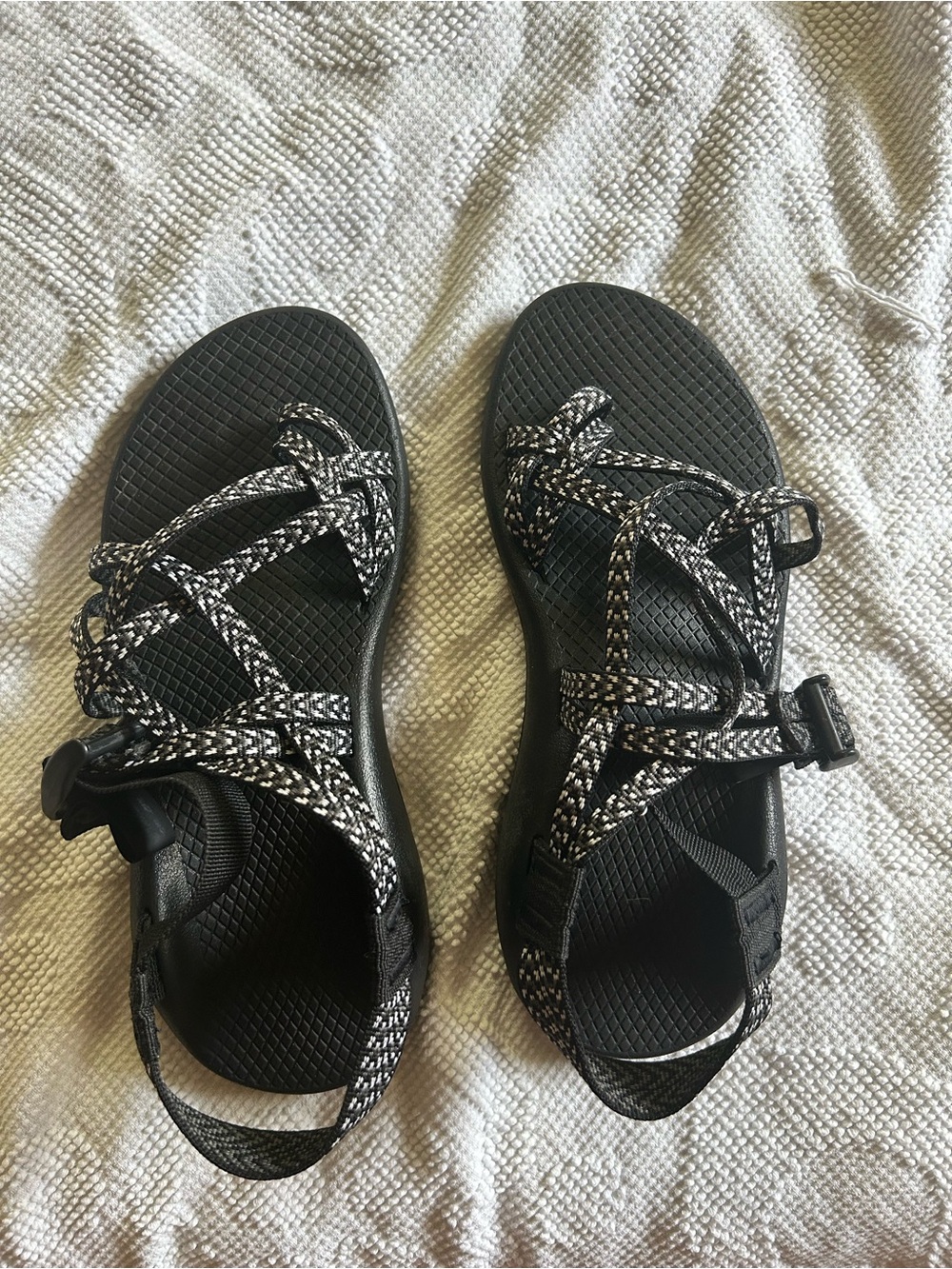 Chaco Black and White Strappy Women's Outdoor Sandals